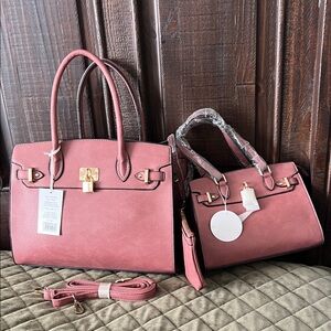 3 piece Elegant Pink Women's Handbag Set